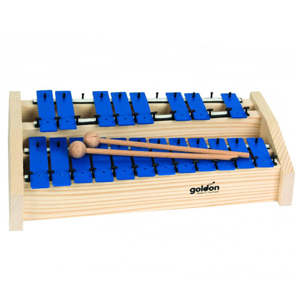 Goldon 11128 Chromatic Metallophone Soprano 20 Plates, blue